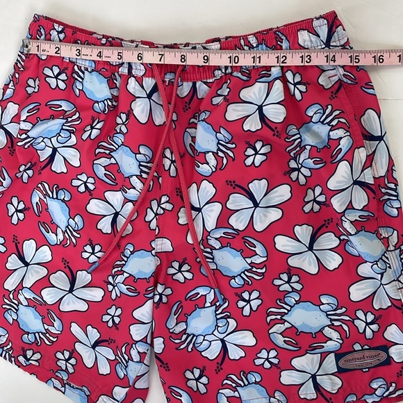 Vineyard Vines Coral and Blue Swim Trunks Shorts with Elastic Waistband Medium - Picture 10 of 16